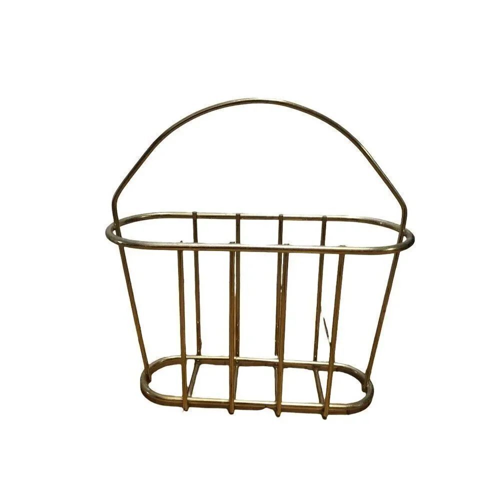 Vtg Mid Century Modern Hollywood Regency Brass Magazine Rack